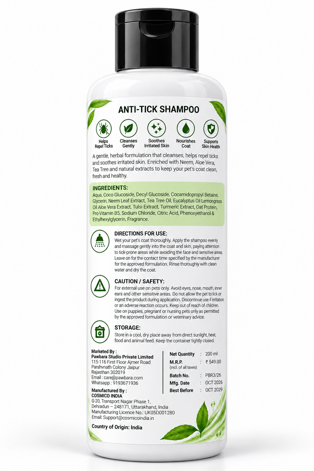 Pawbara Anti- Tick Shampoo