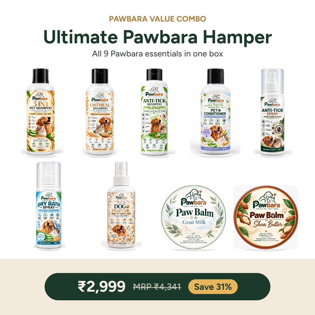 Ultimate Pawbara Hamper – all 9 Pawbara grooming essentials
