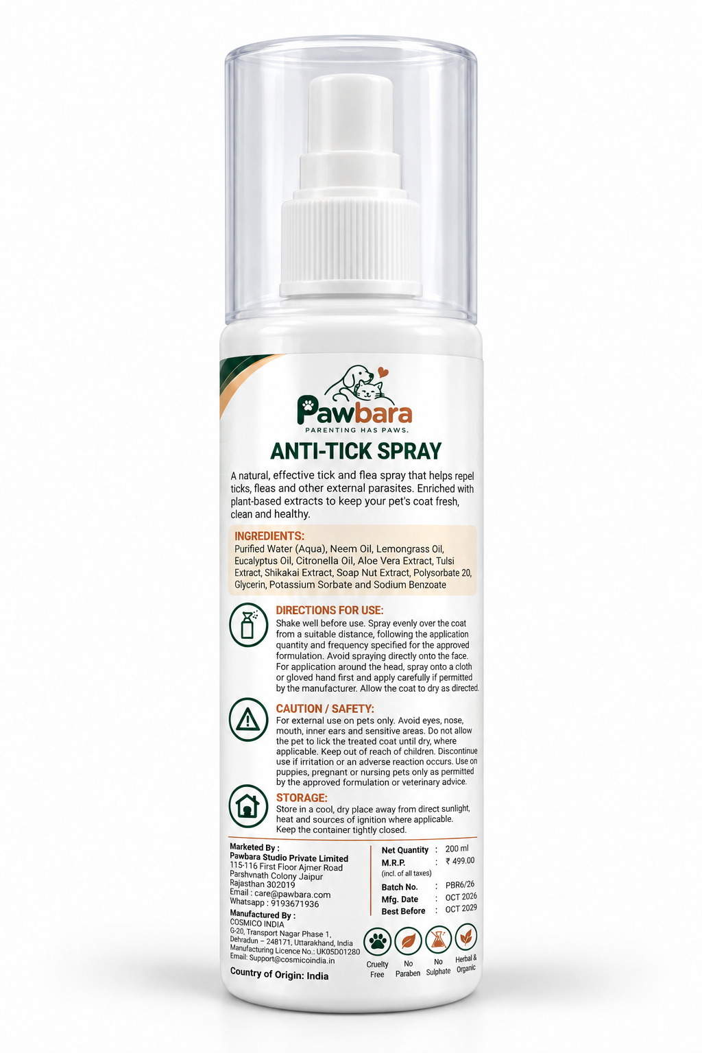 Pawbara Anti-Tick Spray