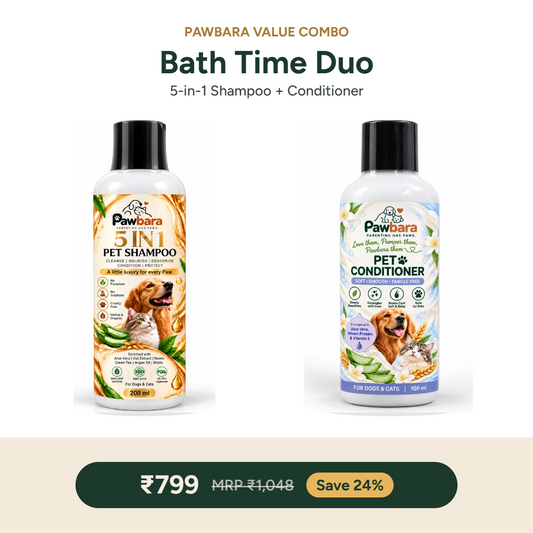 Pawbara Bath Time Duo combo – 5-in-1 Shampoo and Conditioner